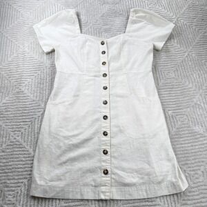 Madewell Dress Womens 12 Puff Sleeve Linen Mini Cottagecore Coquette Costal